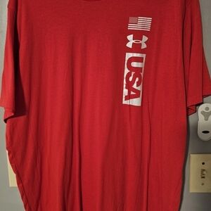Mens Red Usa Under Armour Heat Gear Short Sleeve Shirt Size 2xl